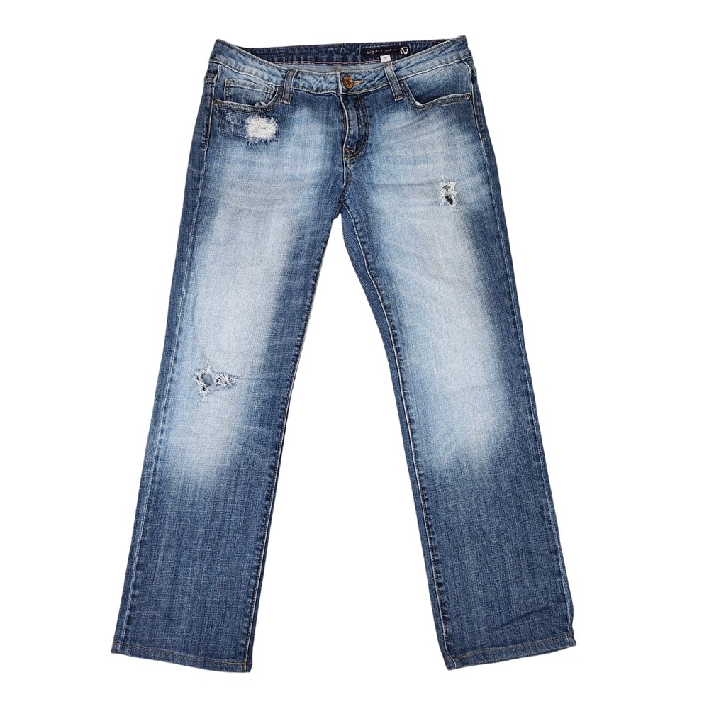Vigoss Jeans Women's Size 11 Distressed Blue Denim Straight‎ Leg Jeans